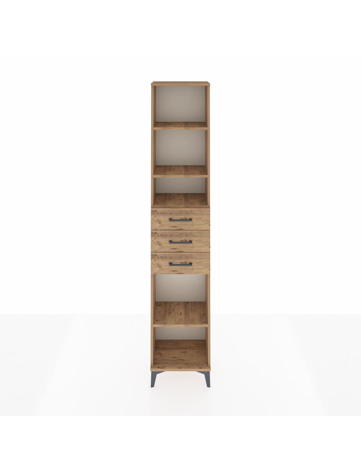 Arges Dolap 4 Raflı 3 Çekmeceli 44x30x221 Çam-Çam