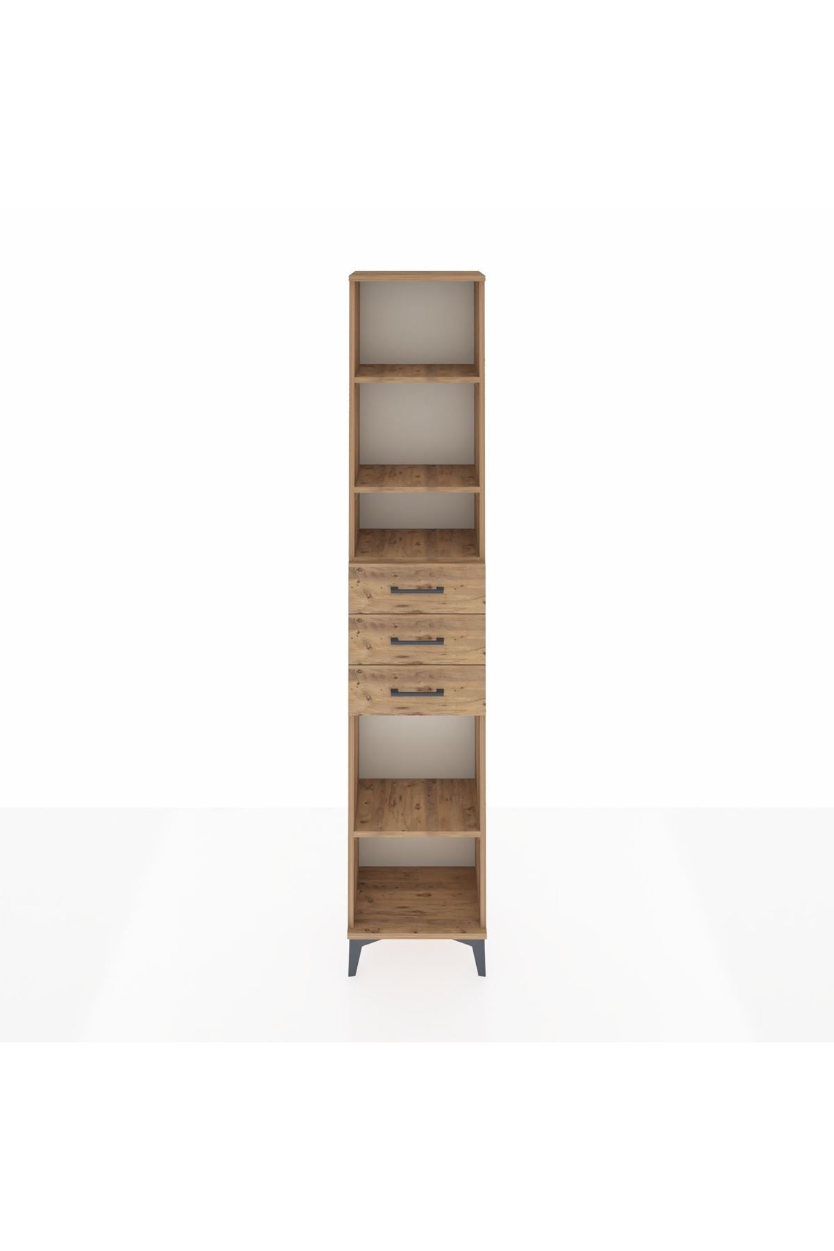 Arges Dolap 4 Raflı 3 Çekmeceli 44x30x221 Çam-Çam