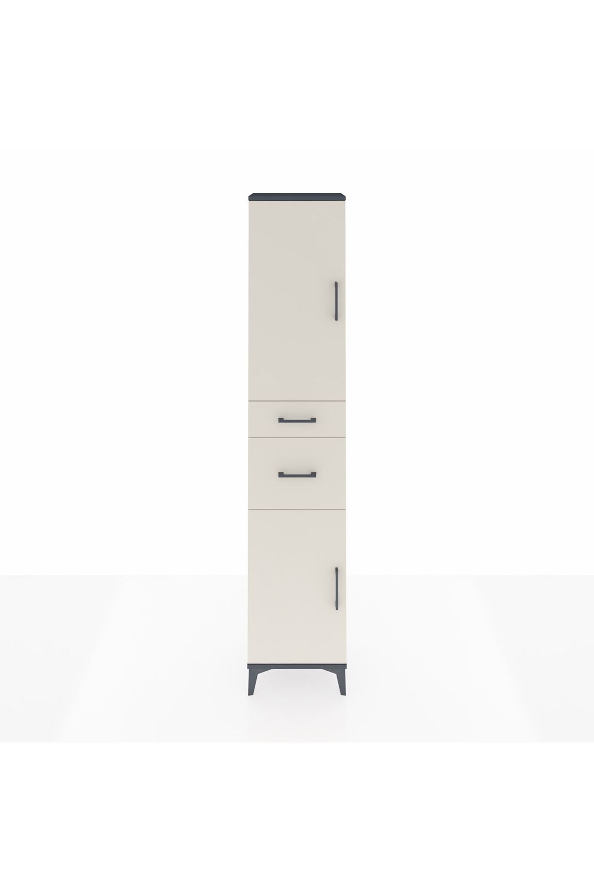 Arges Dolap 4 Raflı 2 Çekmeceli 2 Kapaklı 44x30x221 Antrasit-Aytaşı