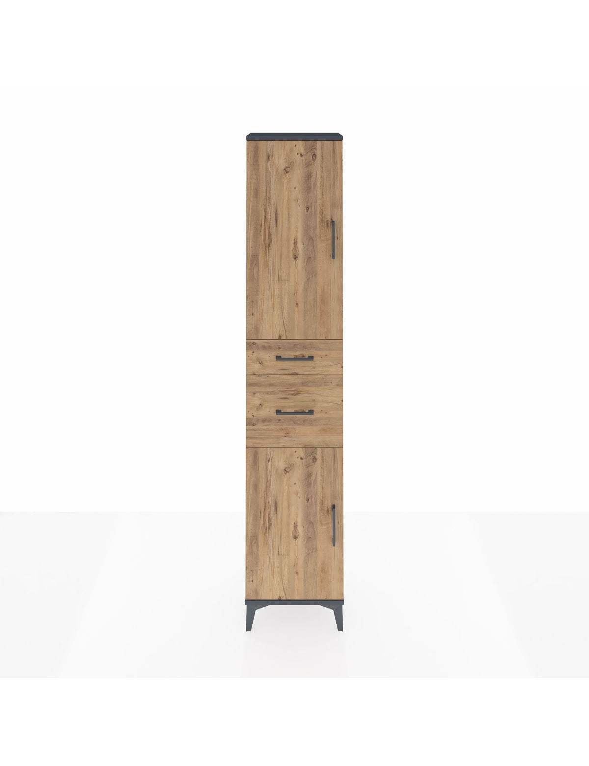 Arges Dolap 4 Raflı 2 Çekmeceli 2 Kapaklı 44x30x221 Antrasit-Çam