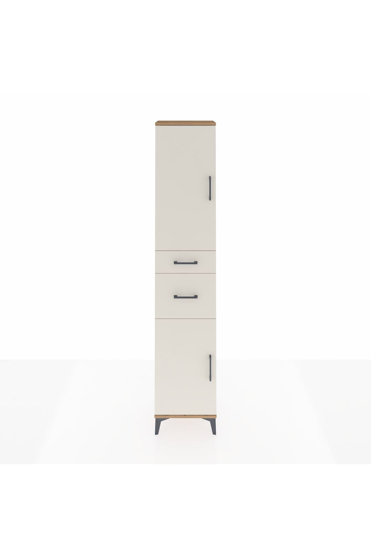 Arges Dolap 4 Raflı 2 Çekmeceli 2 Kapaklı 44x30x221 Çam-Aytaşı