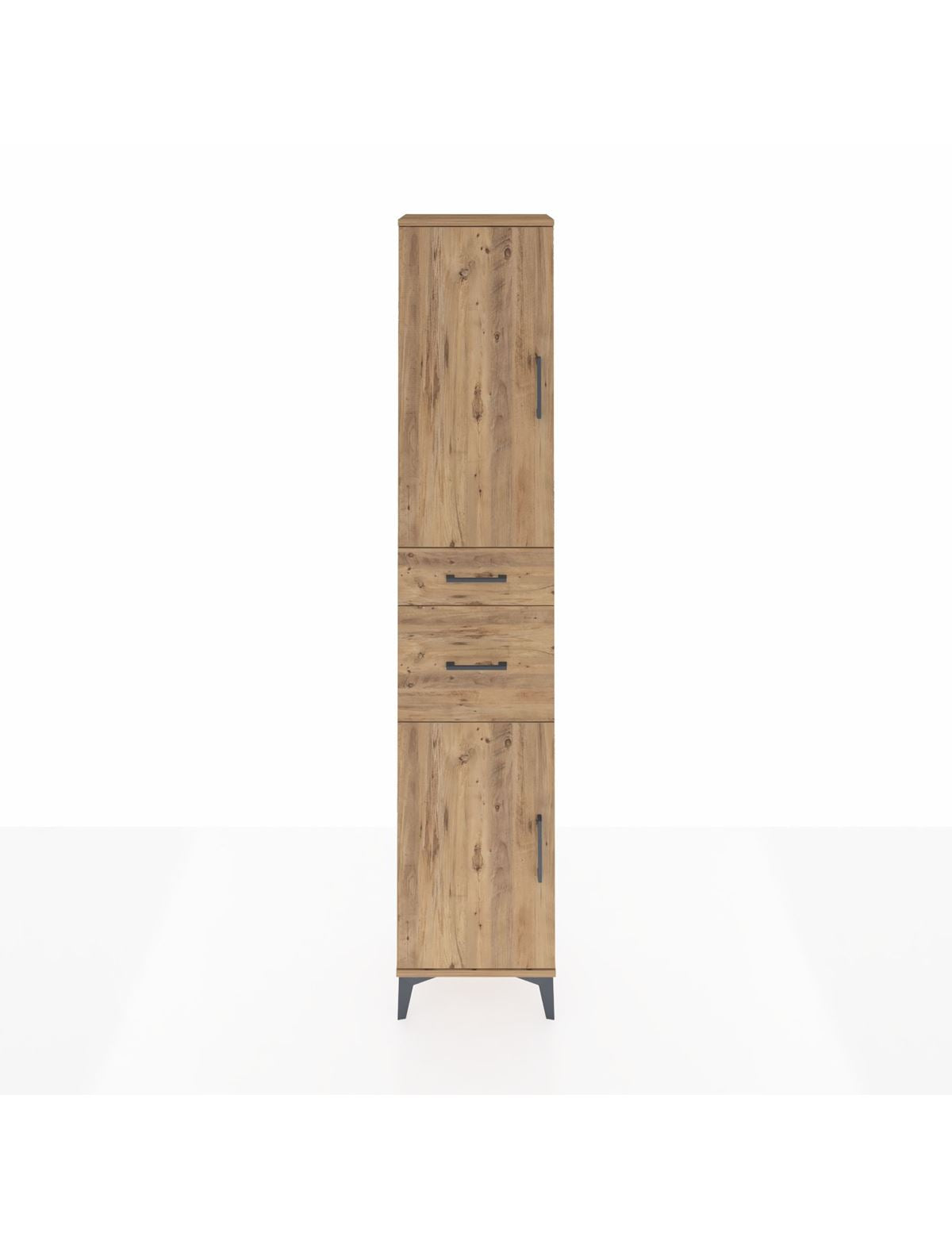 Arges Dolap 4 Raflı 2 Çekmeceli 2 Kapaklı 44x30x221 Çam-Çam