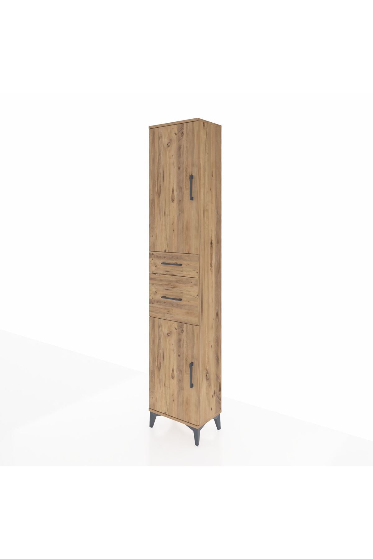 Arges Dolap 4 Raflı 2 Çekmeceli 2 Kapaklı 44x30x221 Çam-Çam