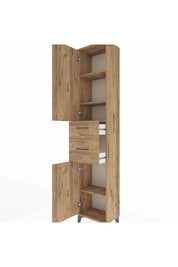 Arges Dolap 4 Raflı 2 Çekmeceli 2 Kapaklı 44x30x221 Çam-Çam