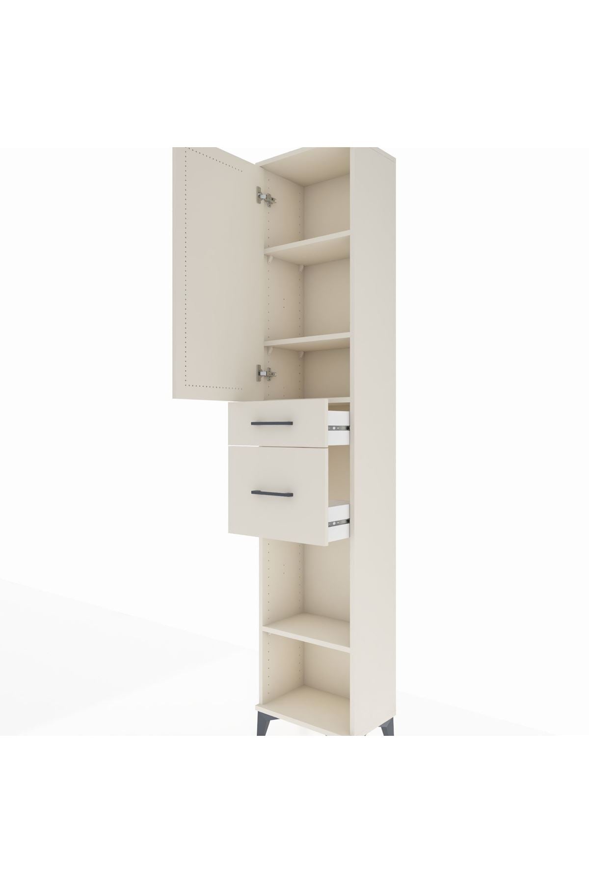 Arges Dolap 4 Raflı 2 Çekmeceli Tek Kapaklı 44x30x221 Aytaşı-Aytaşı