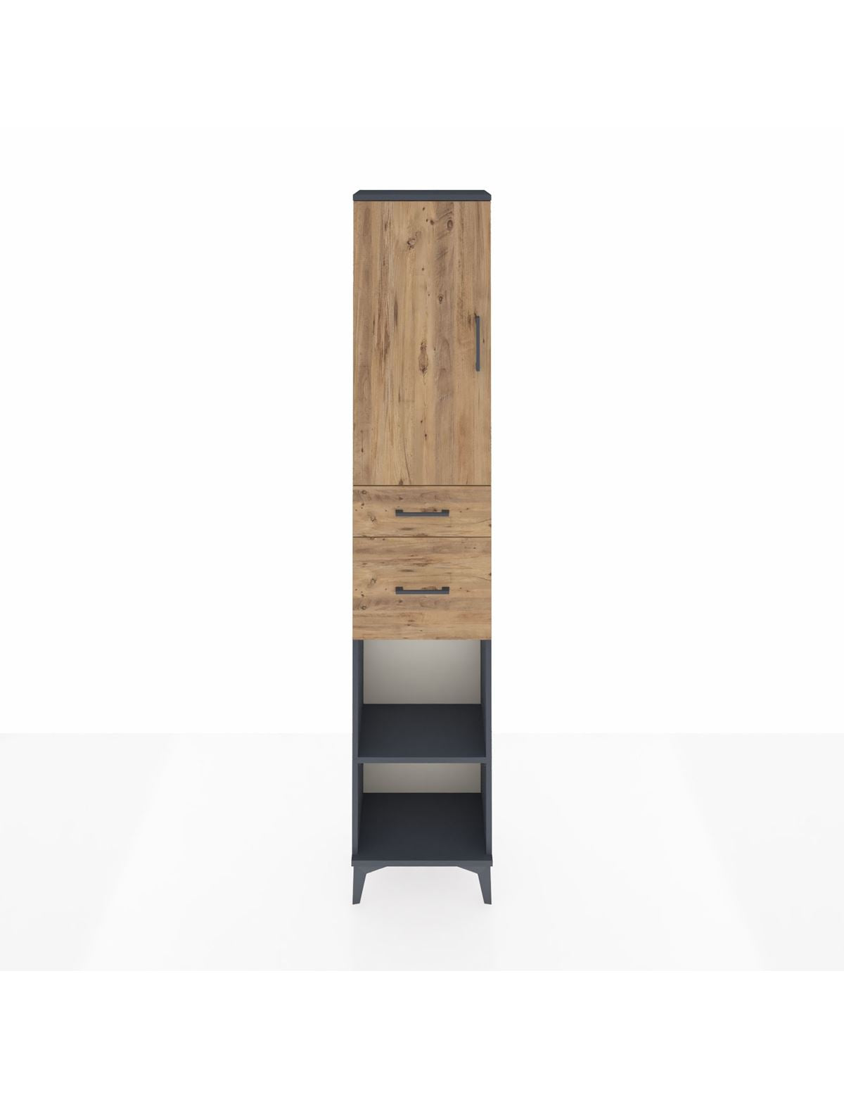 Arges Dolap 4 Raflı 2 Çekmeceli Tek Kapaklı 44x30x221 Antrasit-Çam