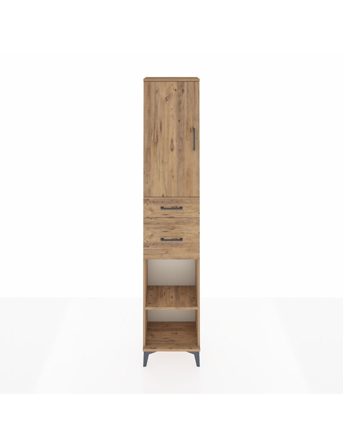 Arges Dolap 4 Raflı 2 Çekmeceli Tek Kapaklı 44x30x221 Çam-Çam