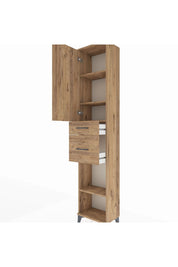 Arges Dolap 4 Raflı 2 Çekmeceli Tek Kapaklı 44x30x221 Çam-Çam