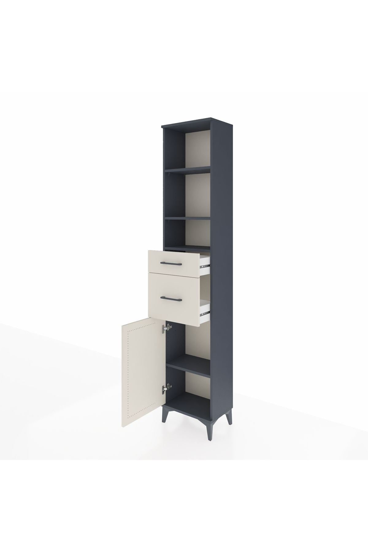 Arges Dolap 4 Raflı 2 Çekmeceli Tek Kapaklı 44x30x221 Antrasit-Aytaşı