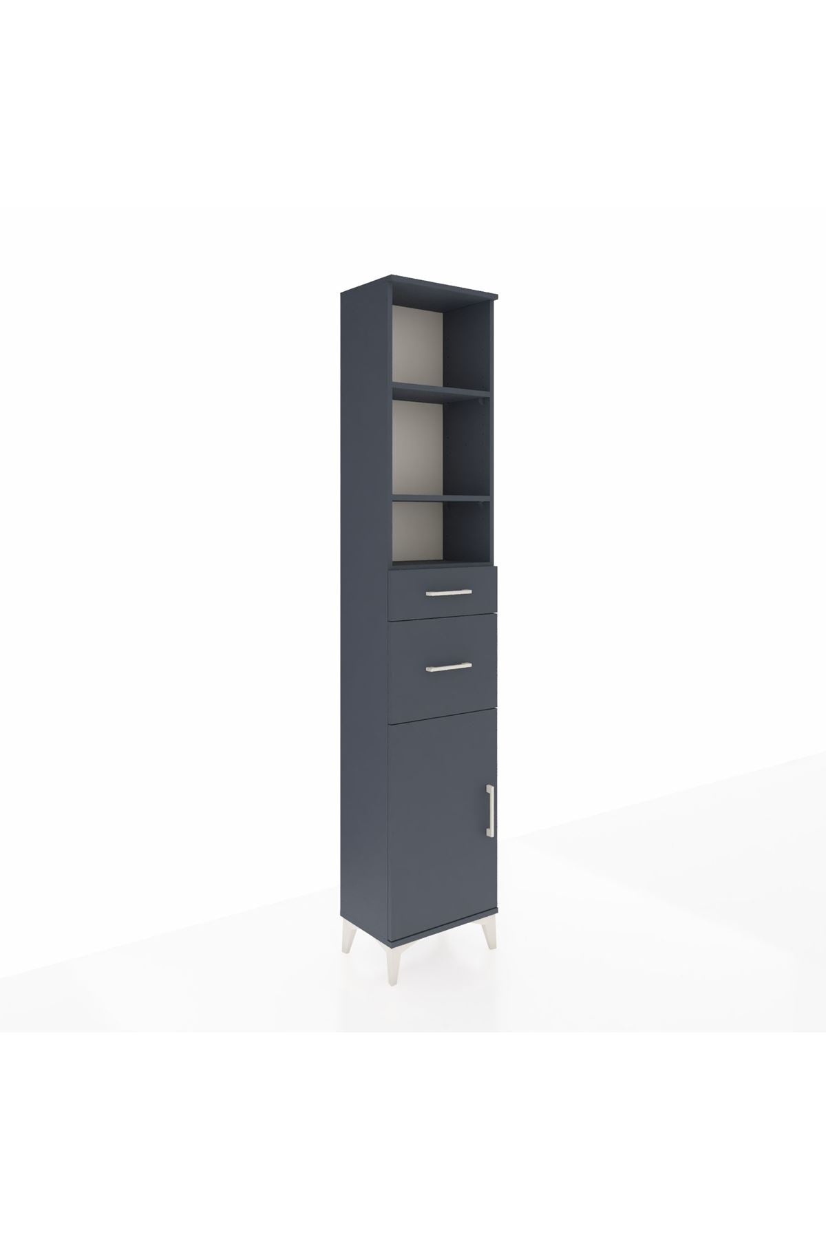 Arges Dolap 4 Raflı 2 Çekmeceli Tek Kapaklı 44x30x221 Antrasit-Antrasit