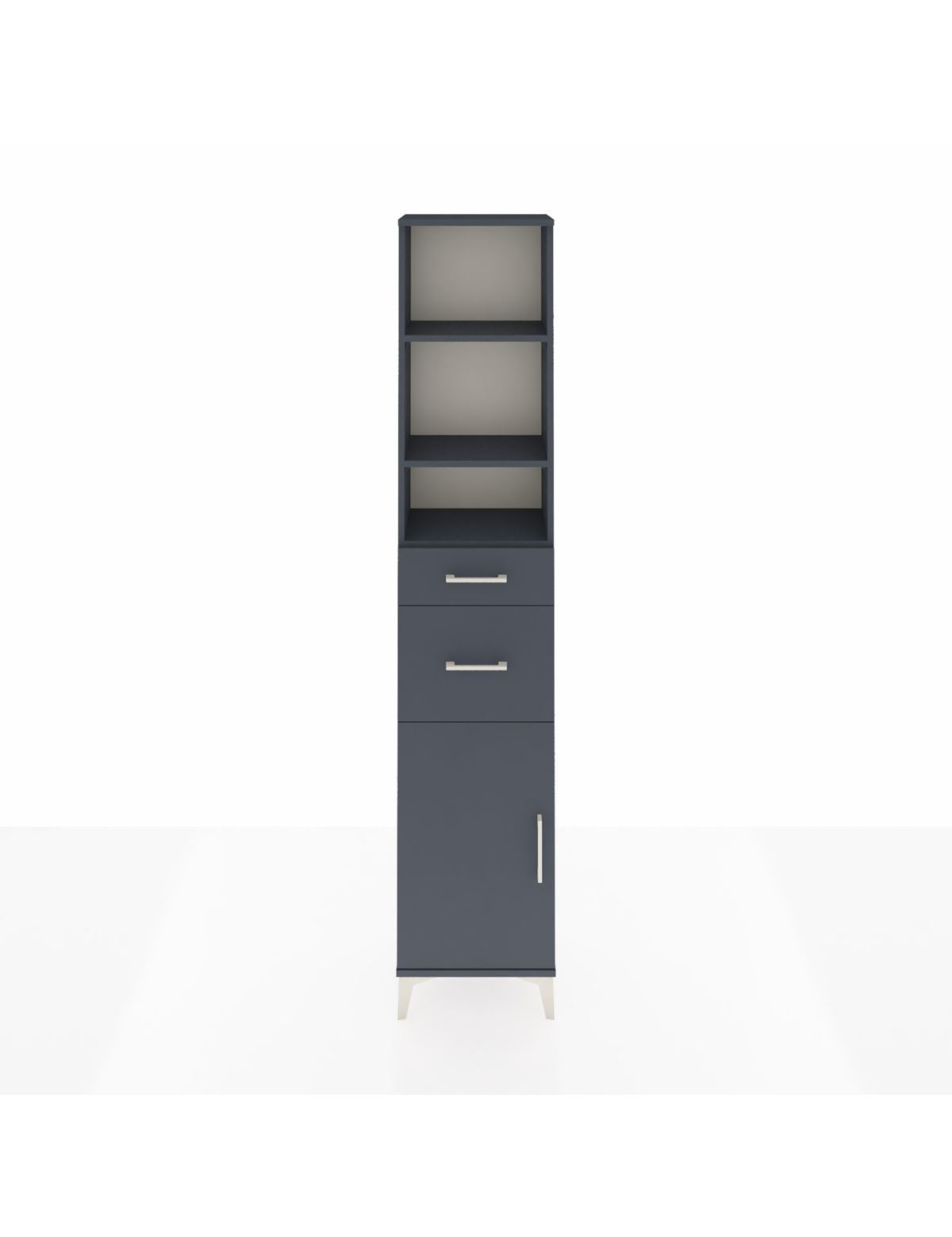 Arges Dolap 4 Raflı 2 Çekmeceli Tek Kapaklı 44x30x221 Antrasit-Antrasit