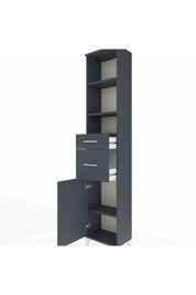 Arges Dolap 4 Raflı 2 Çekmeceli Tek Kapaklı 44x30x221 Antrasit-Antrasit