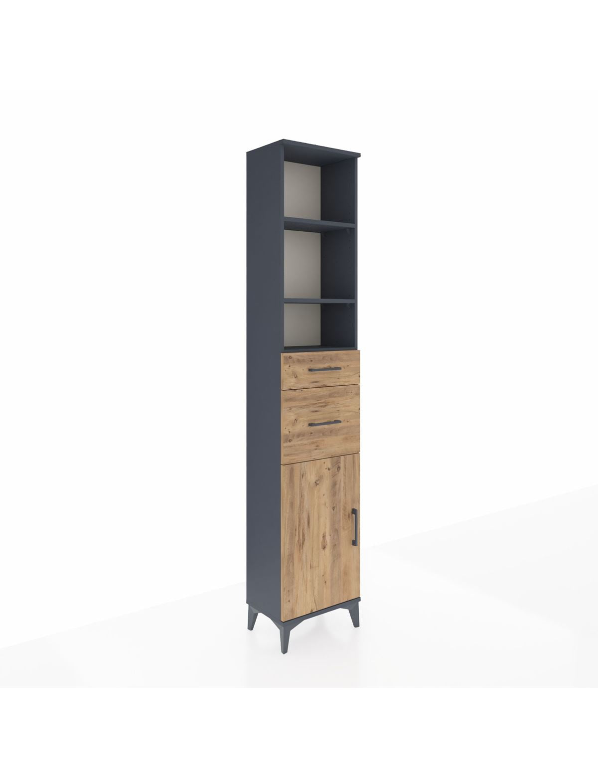 Arges Dolap 4 Raflı 2 Çekmeceli Tek Kapaklı 44x30x221 Antrasit-Çam