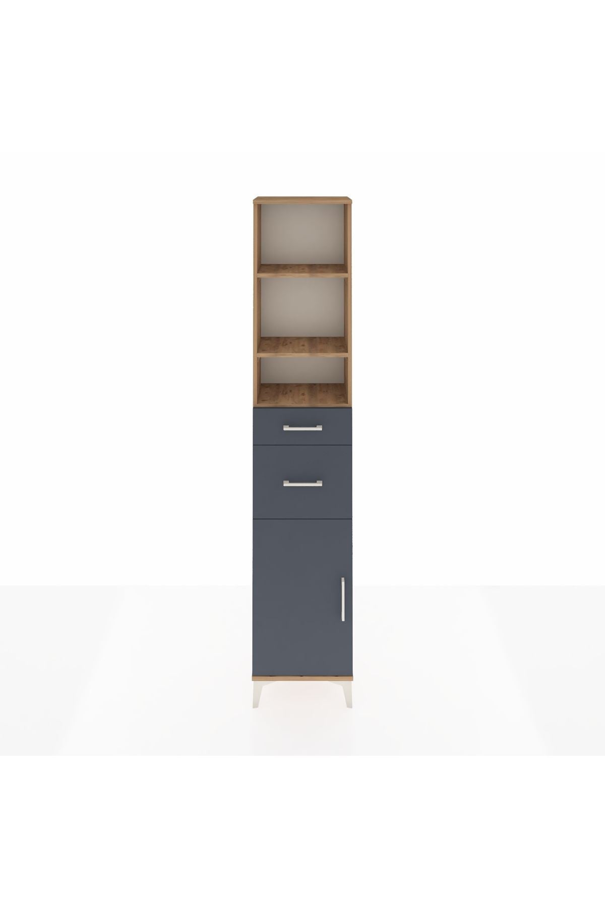 Arges Dolap 4 Raflı 2 Çekmeceli Tek Kapaklı 44x30x221 Çam-Antrasit