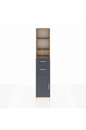 Arges Dolap 4 Raflı 2 Çekmeceli Tek Kapaklı 44x30x221 Çam-Antrasit