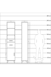 Arges Dolap 4 Raflı 2 Çekmeceli Tek Kapaklı 44x30x221 Çam-Antrasit