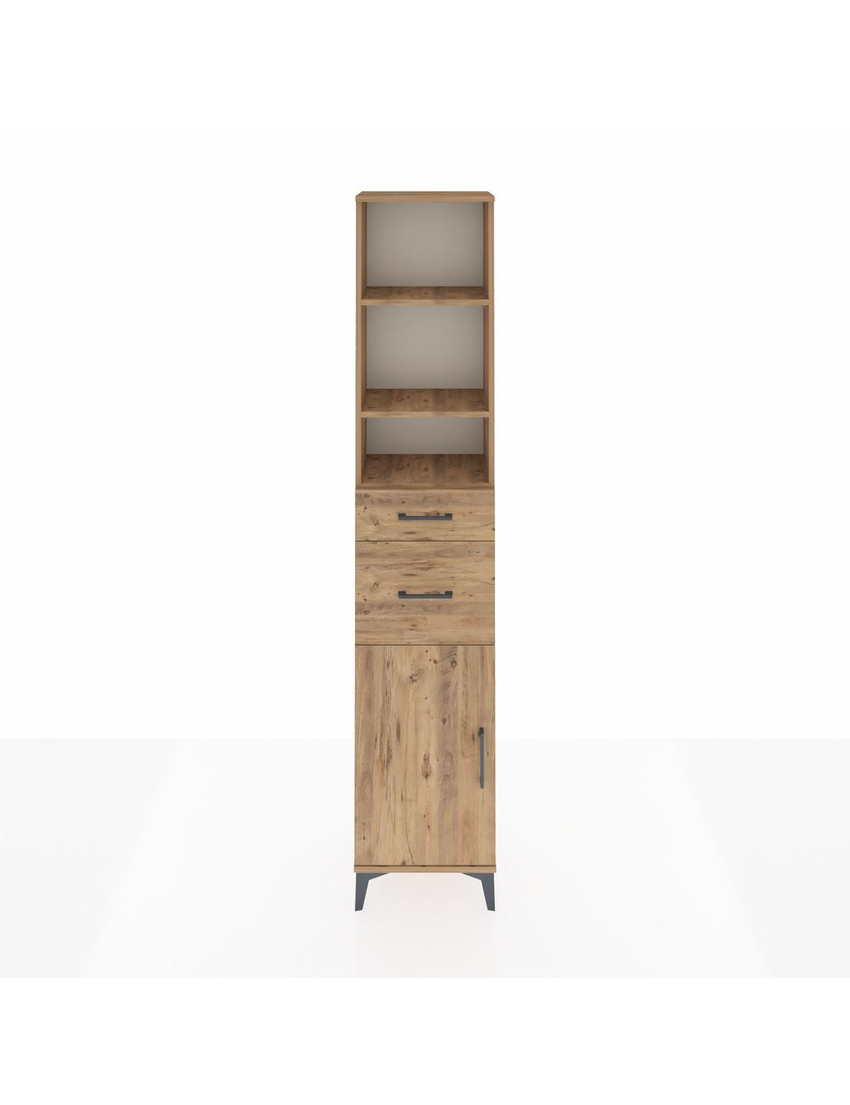 Arges Dolap 4 Raflı 2 Çekmeceli Tek Kapaklı 44x30x221 Çam-Çam