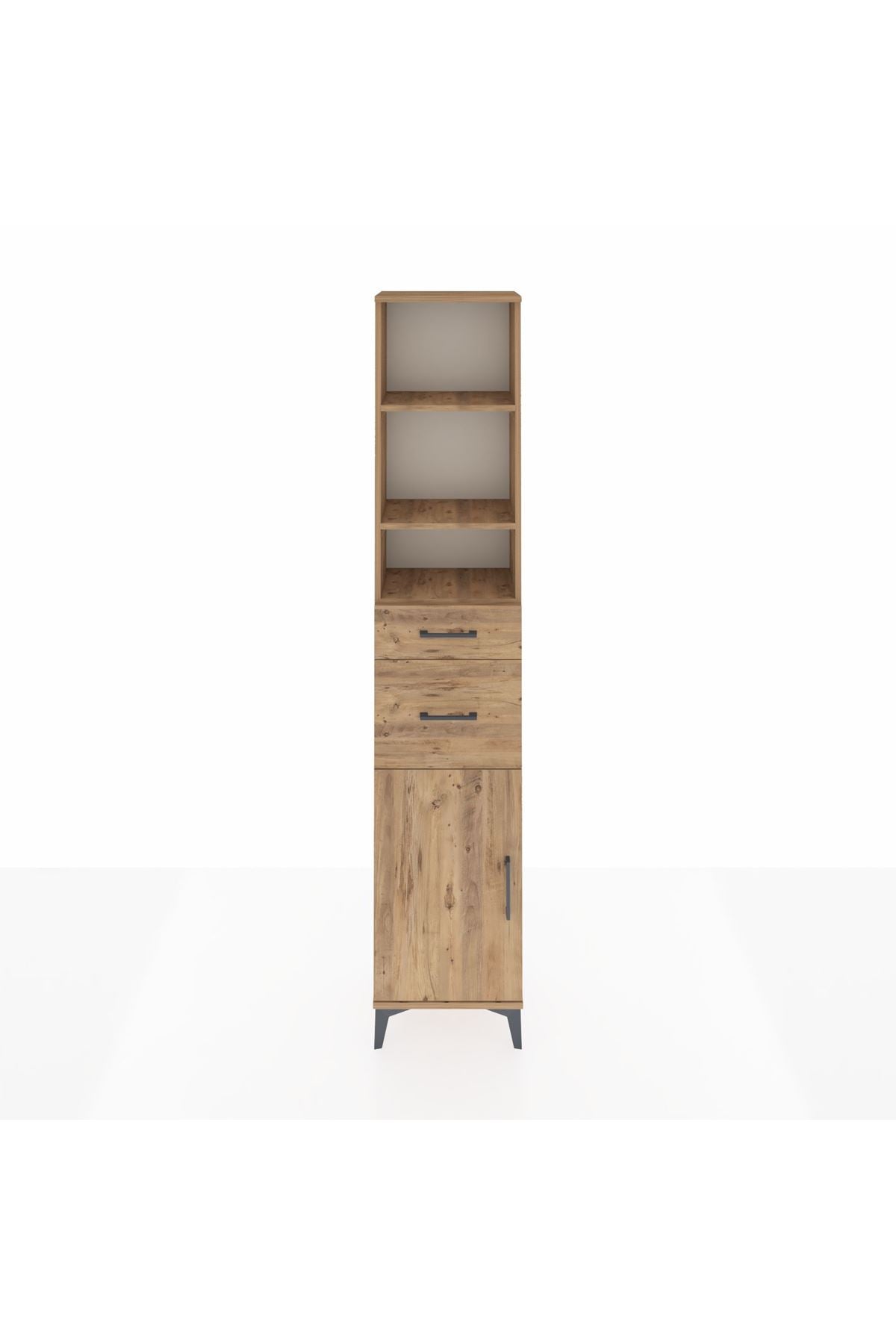 Arges Dolap 4 Raflı 2 Çekmeceli Tek Kapaklı 44x30x221 Çam-Çam