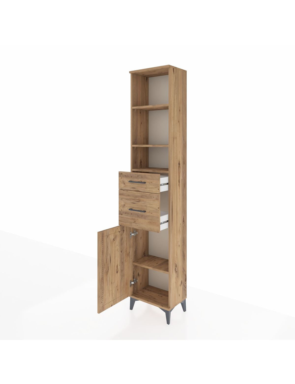 Arges Dolap 4 Raflı 2 Çekmeceli Tek Kapaklı 44x30x221 - S28M211V9A