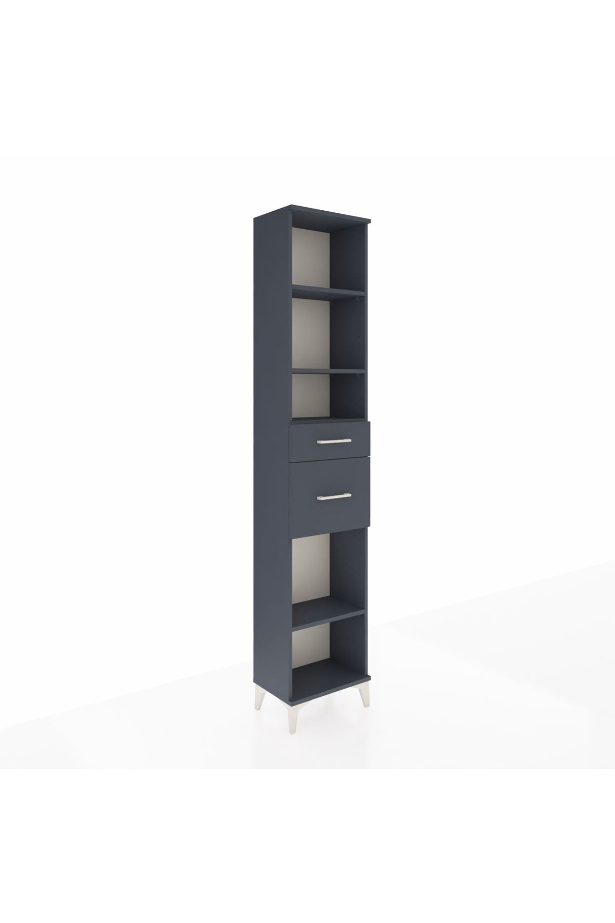 Arges Dolap 4 Raflı 2 Çekmeceli 44x30x221 Antrasit-Antrasit