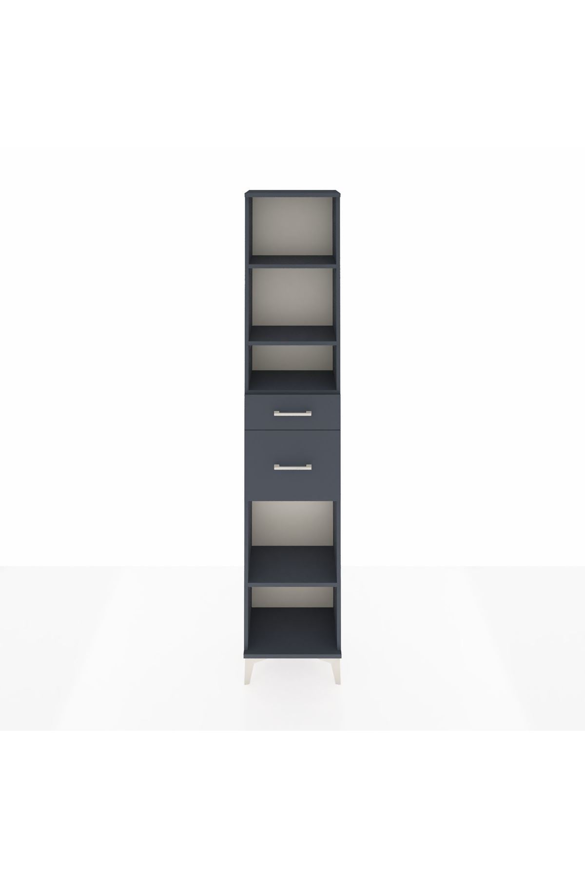 Arges Dolap 4 Raflı 2 Çekmeceli 44x30x221 Antrasit-Antrasit