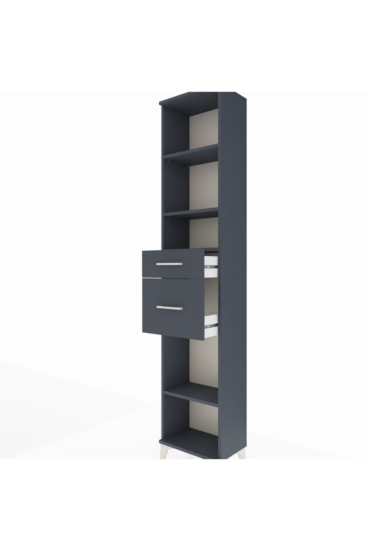 Arges Dolap 4 Raflı 2 Çekmeceli 44x30x221 Antrasit-Antrasit