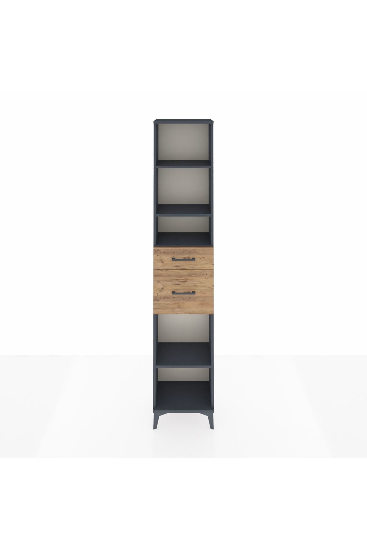 Arges Dolap 4 Raflı 2 Çekmeceli 44x30x221 Antrasit-Çam