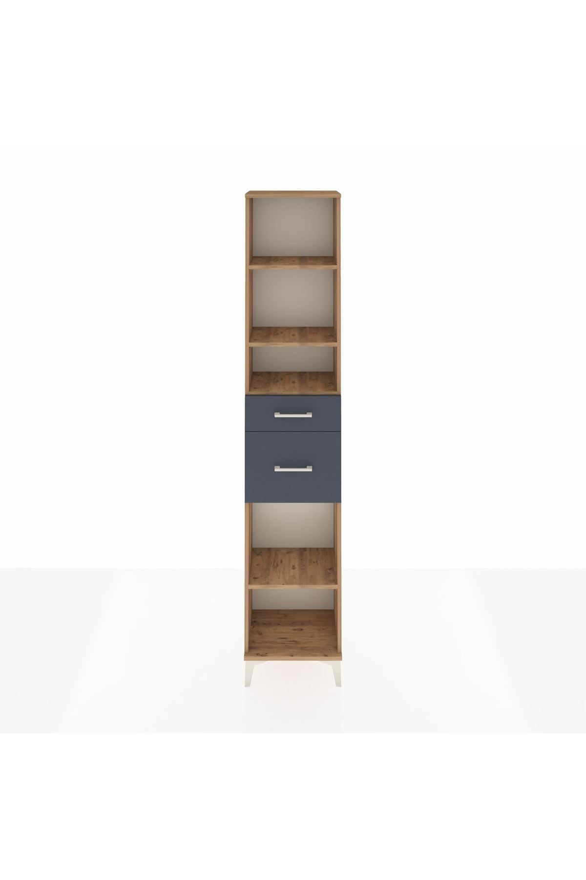 Arges Dolap 4 Raflı 2 Çekmeceli 44x30x221 Çam-Antrasit