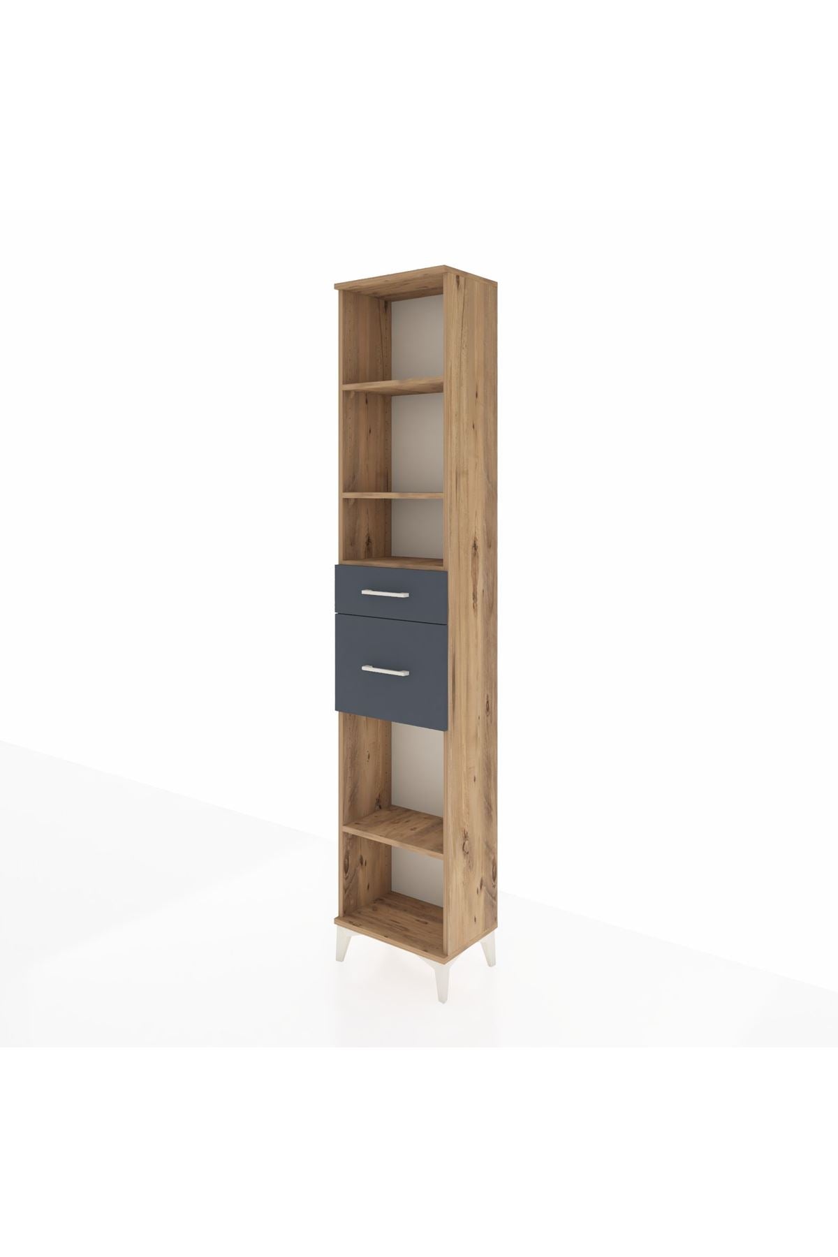 Arges Dolap 4 Raflı 2 Çekmeceli 44x30x221 Çam-Antrasit