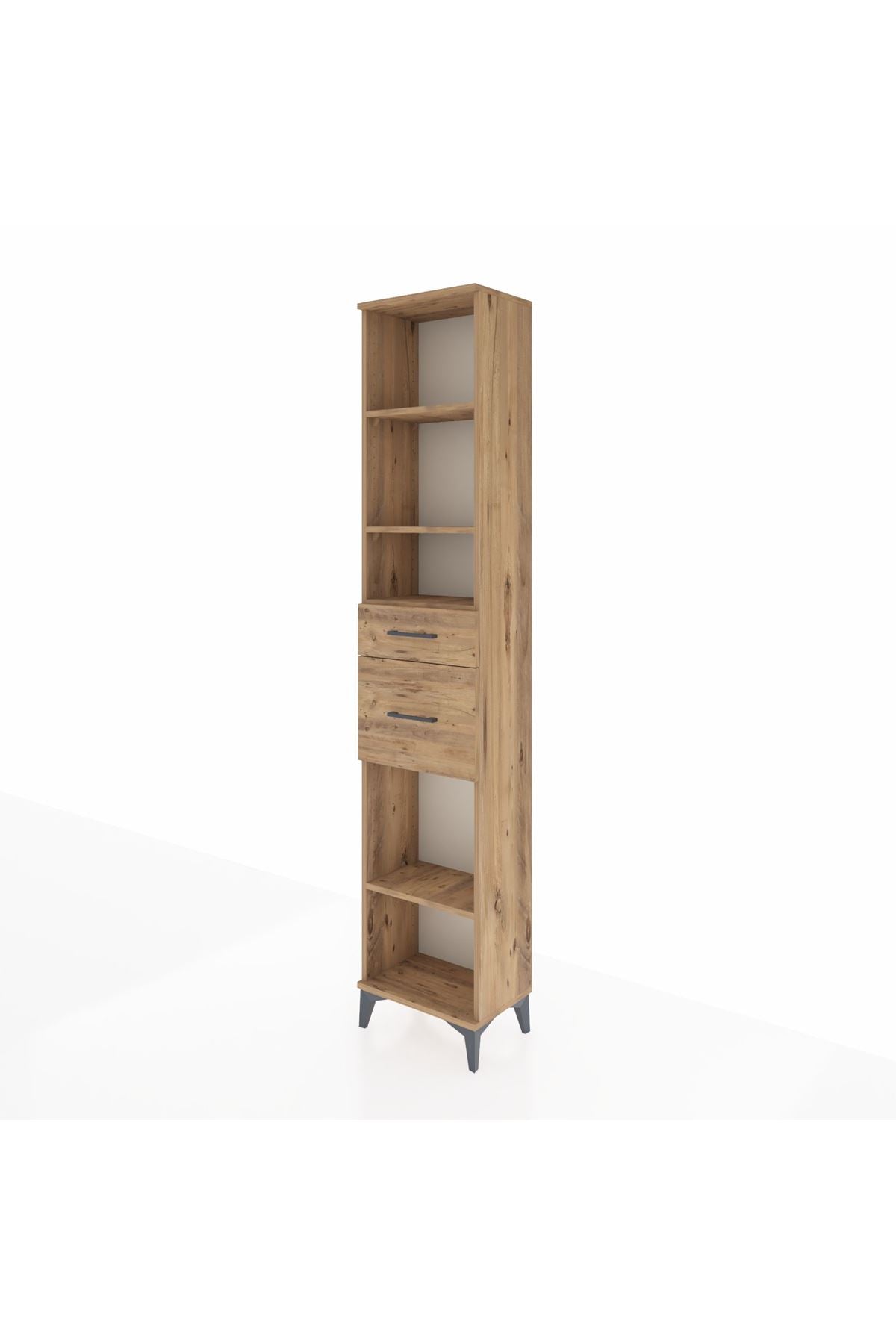 Arges Dolap 4 Raflı 2 Çekmeceli 44x30x221 Çam-Çam