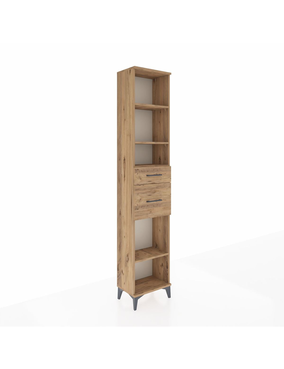 Arges Dolap 4 Raflı 2 Çekmeceli 44x30x221 Çam-Çam