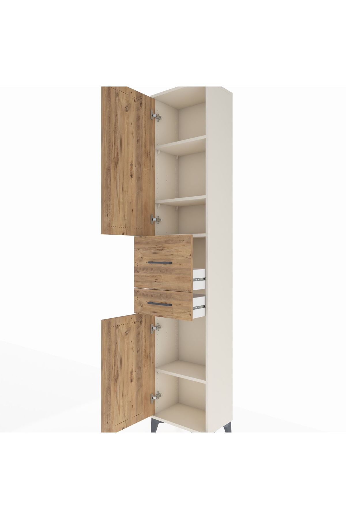 Arges Dolap 4 Raflı 2 Çekmeceli 2 Kapaklı 44x30x221 Aytaşı-Çam