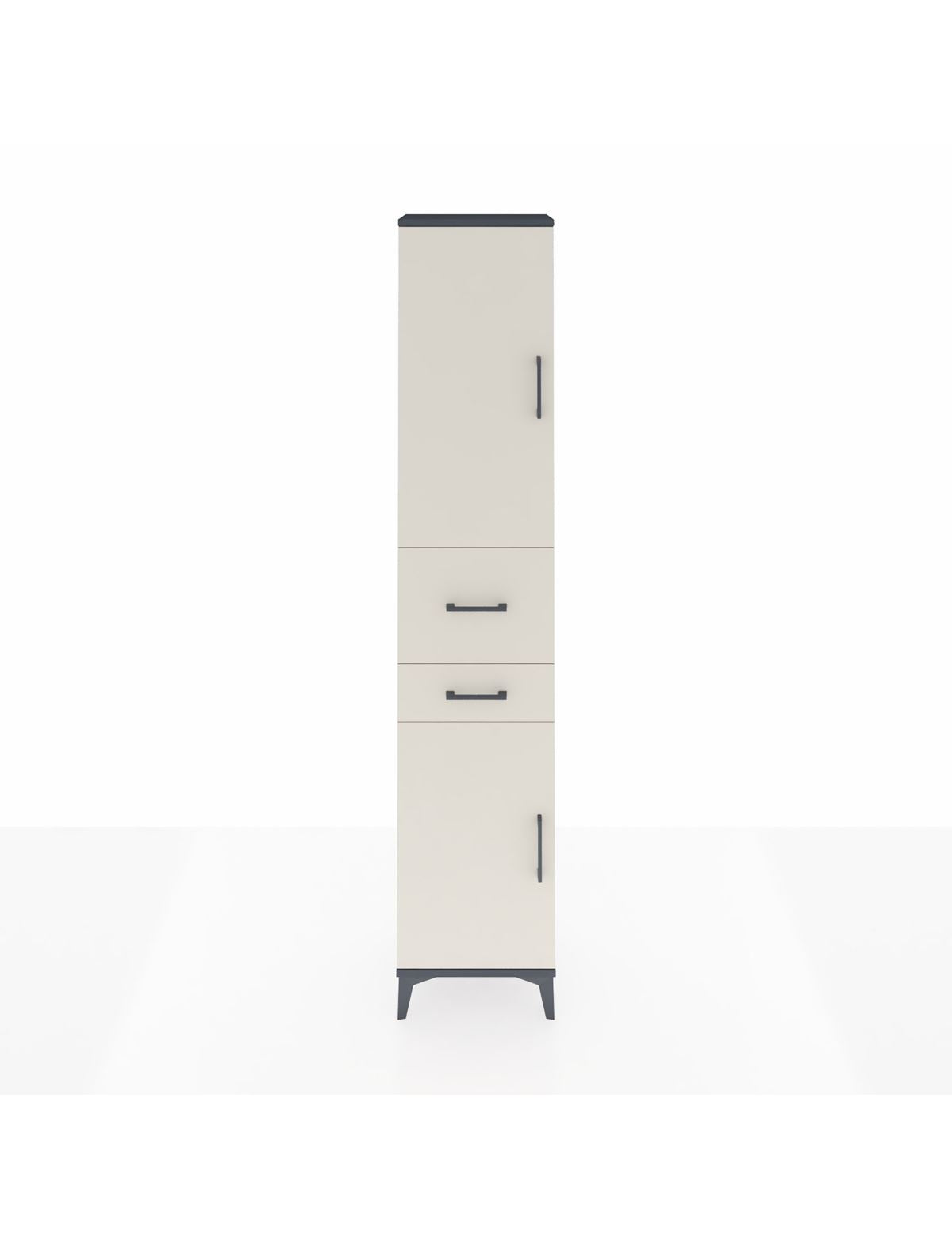 Arges Dolap 4 Raflı 2 Çekmeceli 2 Kapaklı 44x30x221 Antrasit-Aytaşı