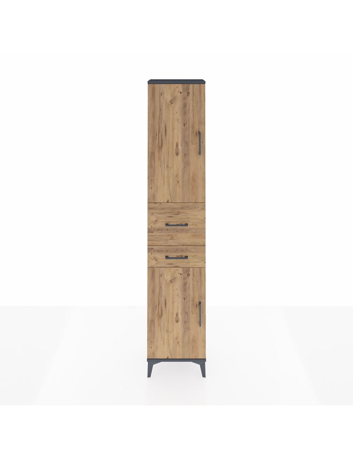 Arges Dolap 4 Raflı 2 Çekmeceli 2 Kapaklı 44x30x221 Antrasit-Çam