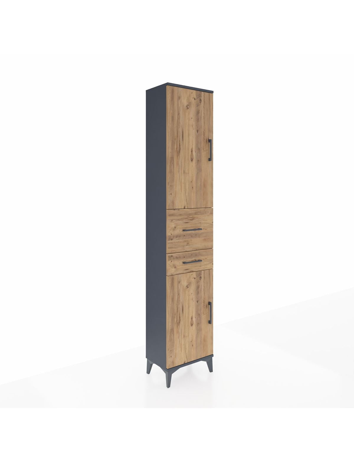 Arges Dolap 4 Raflı 2 Çekmeceli 2 Kapaklı 44x30x221 Antrasit-Çam