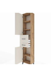 Arges Dolap 4 Raflı 2 Çekmeceli 2 Kapaklı 44x30x221 Çam-Aytaşı