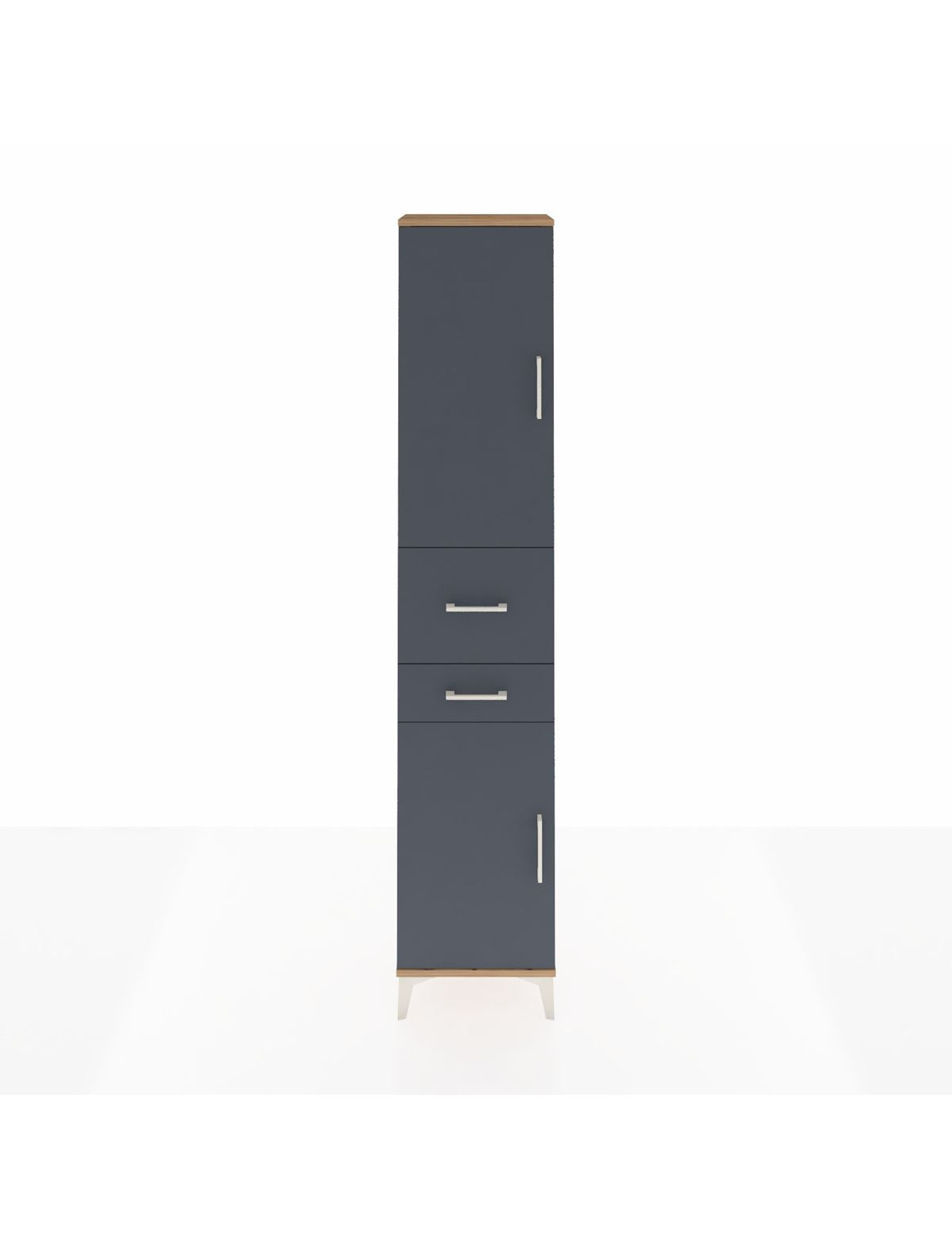 Arges Dolap 4 Raflı 2 Çekmeceli 2 Kapaklı 44x30x221 Çam-Antrasit