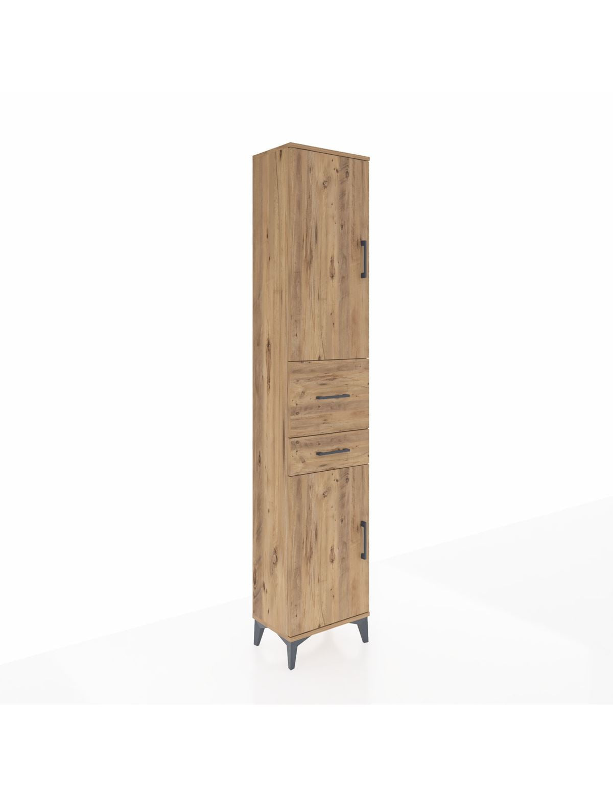 Arges Dolap 4 Raflı 2 Çekmeceli 2 Kapaklı 44x30x221 Çam-Çam