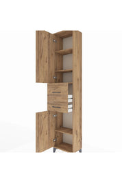 Arges Dolap 4 Raflı 2 Çekmeceli 2 Kapaklı 44x30x221 Çam-Çam