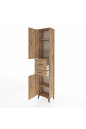 Arges Dolap 4 Raflı 2 Çekmeceli 2 Kapaklı 44x30x221 Çam-Çam