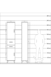 Arges Dolap 4 Raflı 2 Çekmeceli 2 Kapaklı 44x30x221 Çam-Çam