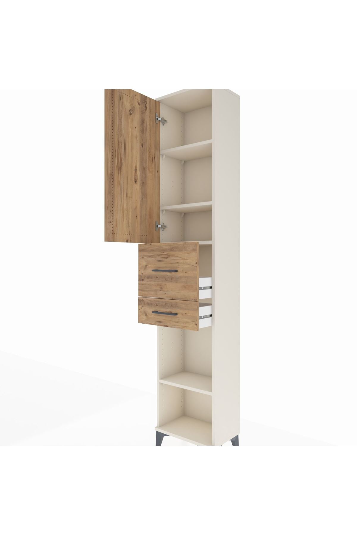 Arges Dolap 4 Raflı 2 Çekmeceli Tek Kapaklı 44x30x221 Aytaşı-Çam