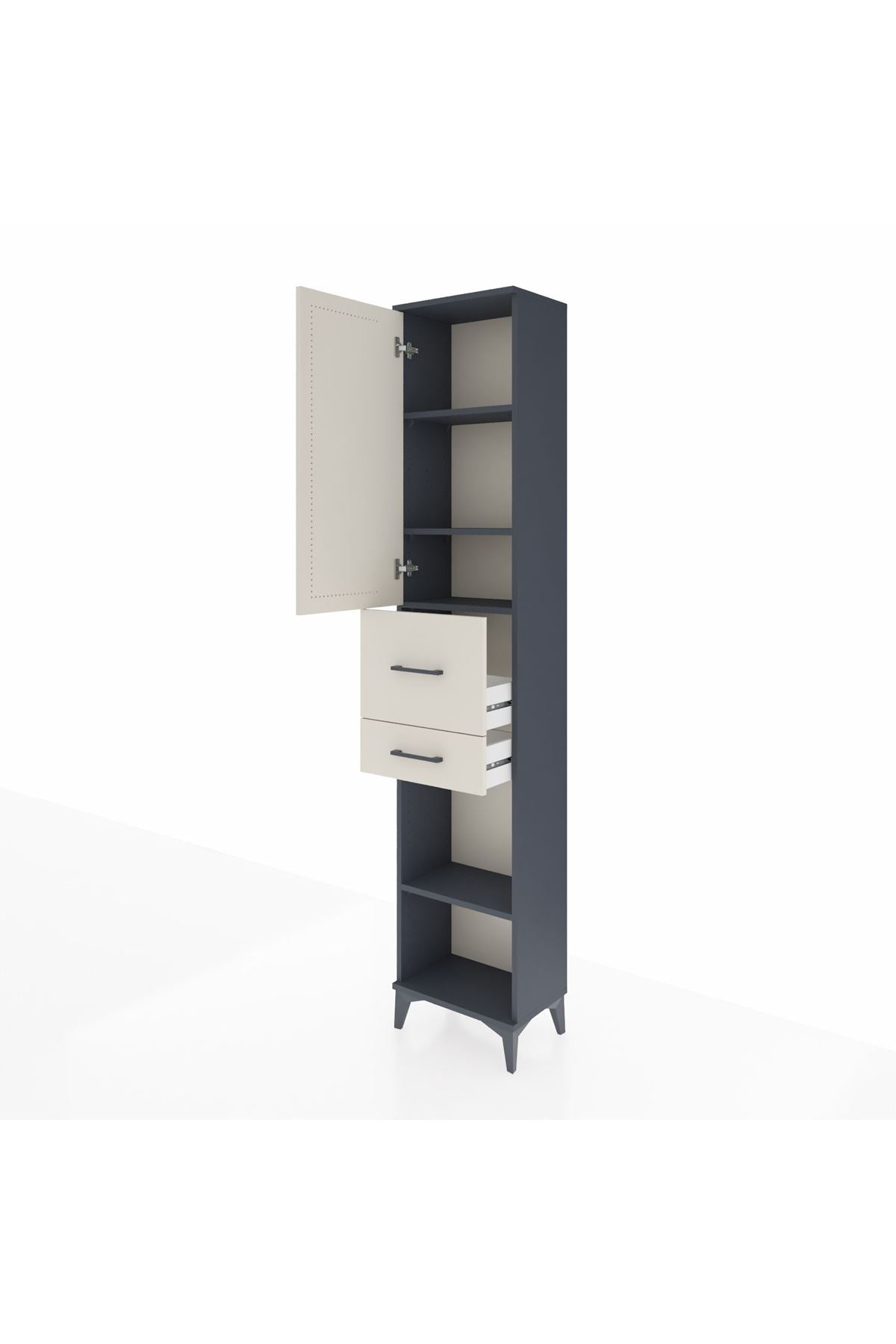 Arges Dolap 4 Raflı 2 Çekmeceli Tek Kapaklı 44x30x221 Antrasit-Aytaşı