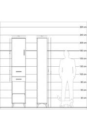 Arges Dolap 4 Raflı 2 Çekmeceli Tek Kapaklı 44x30x221 Çam-Çam
