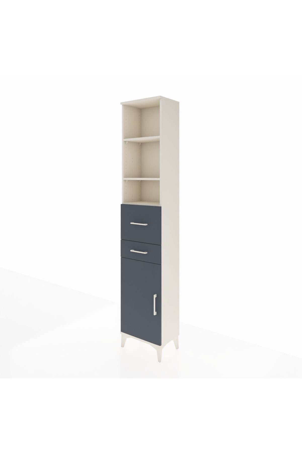 Arges Dolap 4 Raflı 2 Çekmeceli Tek Kapaklı 44x30x221 Aytaşı-Antrasit