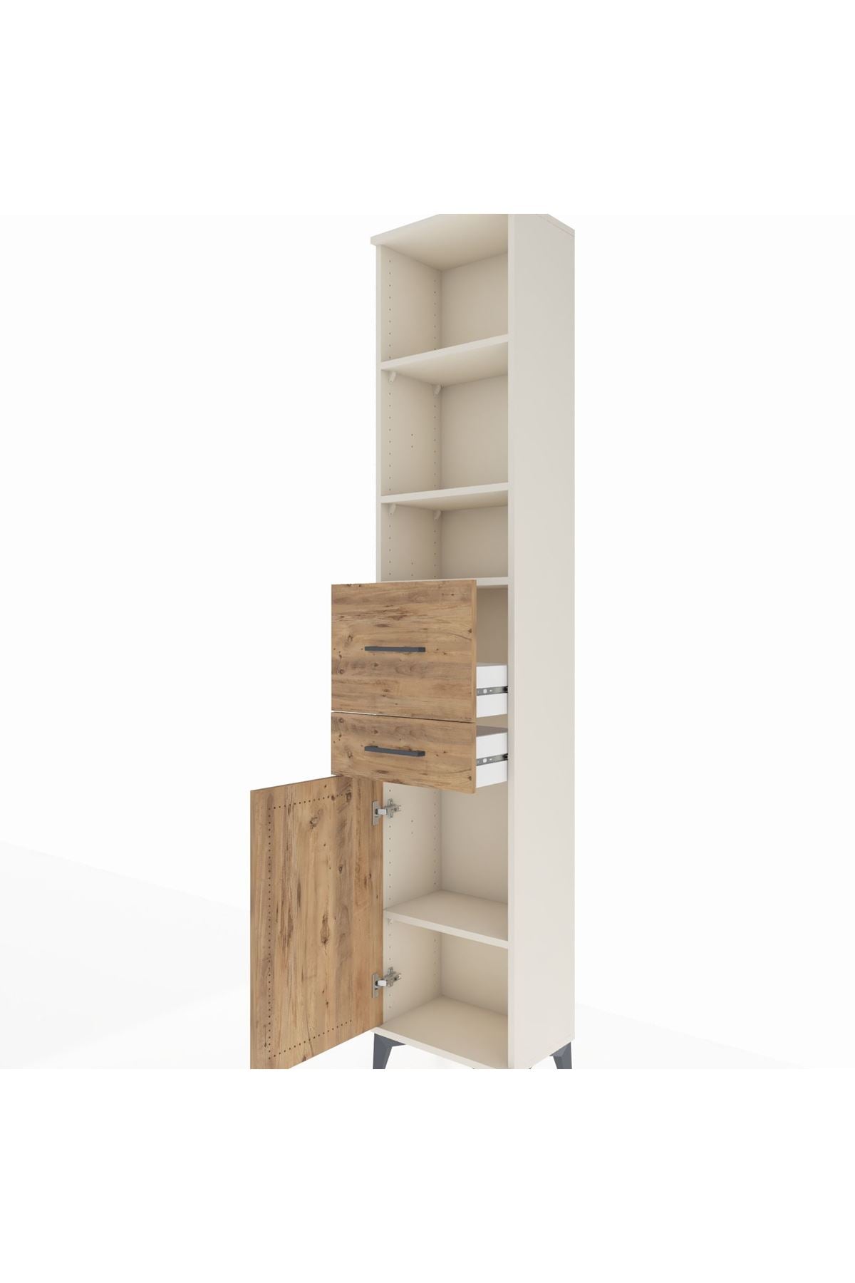 Arges Dolap 4 Raflı 2 Çekmeceli Tek Kapaklı 44x30x221 Aytaşı-Çam