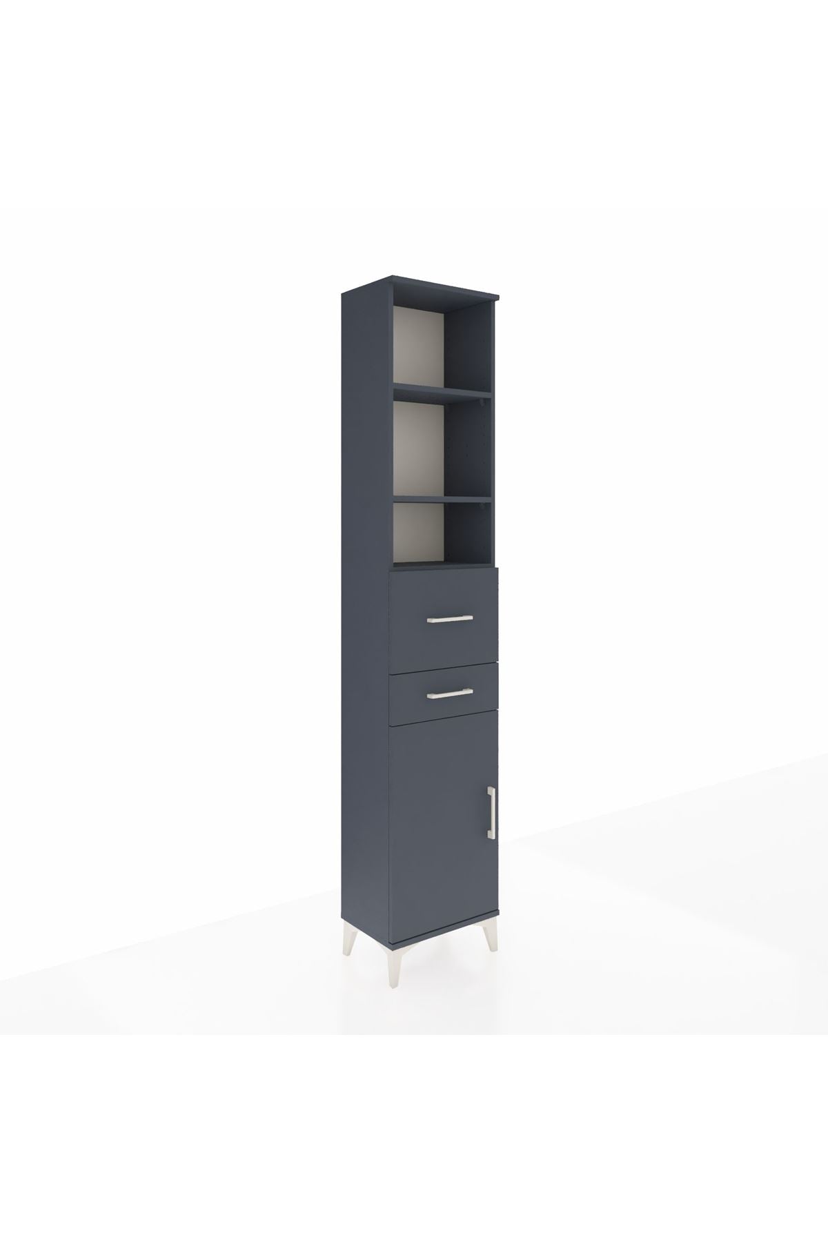 Arges Dolap 4 Raflı 2 Çekmeceli Tek Kapaklı 44x30x221 Antrasit-Antrasit