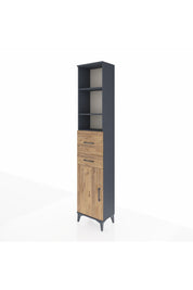 Arges Dolap 4 Raflı 2 Çekmeceli Tek Kapaklı 44x30x221 Antrasit-Çam