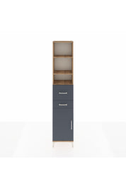 Arges Dolap 4 Raflı 2 Çekmeceli Tek Kapaklı 44x30x221 Çam-Antrasit