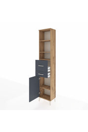 Arges Dolap 4 Raflı 2 Çekmeceli Tek Kapaklı 44x30x221 Çam-Antrasit